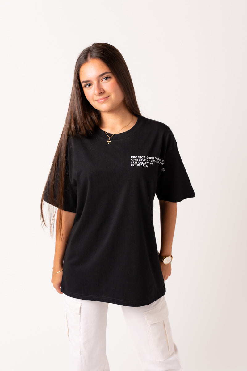 SLEEVE TEXT TEE BLACK